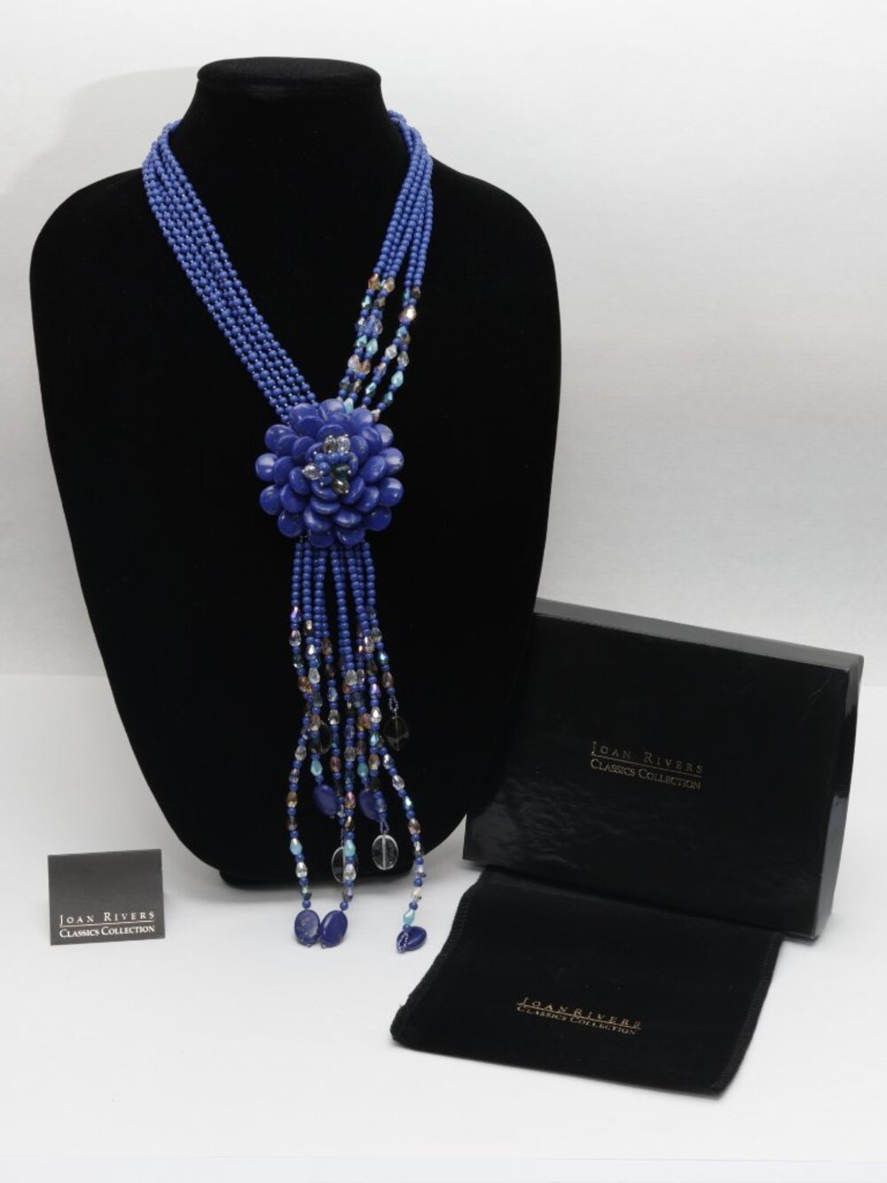 Joan Rivers Starlet Faux Lapis Blue Flower Necklace Classic Collection New w Box - Picture 2 of 5